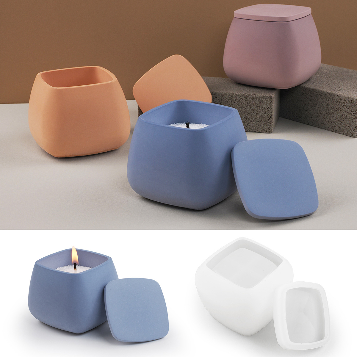 Candle Supplies Jars - Kare Mum Kavanoz silikon kalıp DIY
