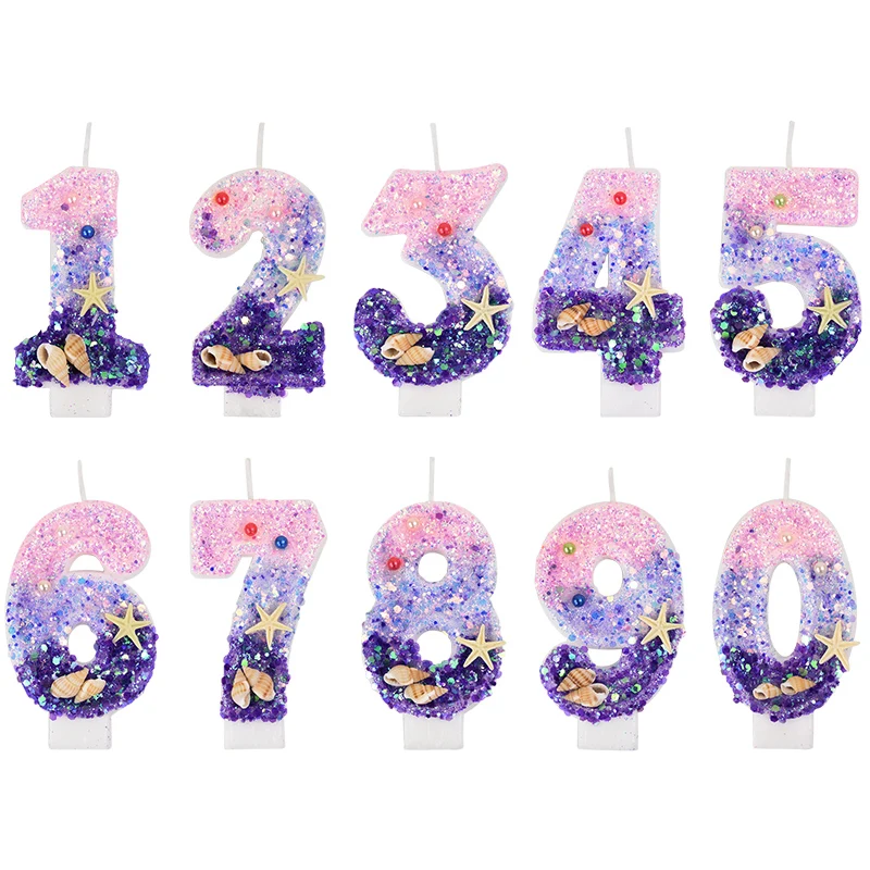 Zebra Candle Supplies - 0-9 Numarası Degrade Mumlar Denizkızı Doğum