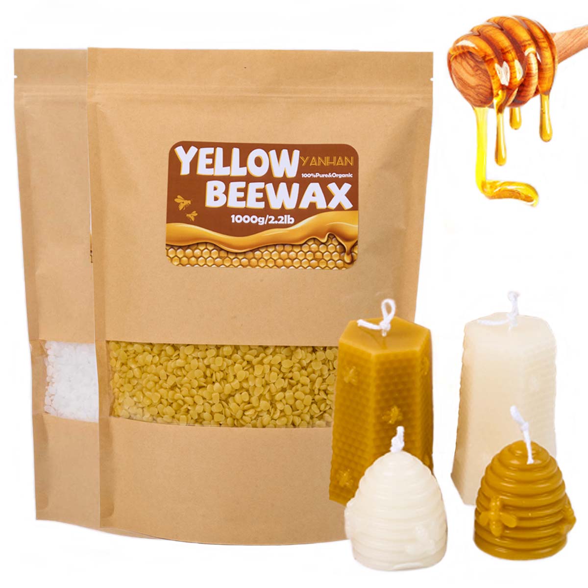 Candle Supplies Bulk - 1000g Saf Doğal Granül Beyaz Sarı