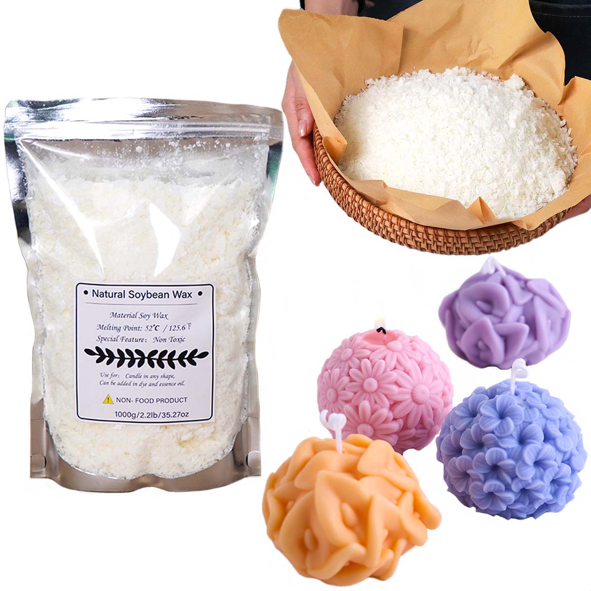 500g/1 kg Doğal Soya Balmumu P - Candle Supplies Bulk incelemesi ve fiyatı